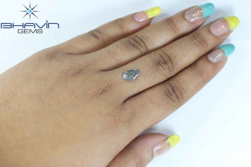 0.69 CT Pear Slice Shape Natural Diamond Salt And Pepper Color I3 Clarity (10.85 MM)