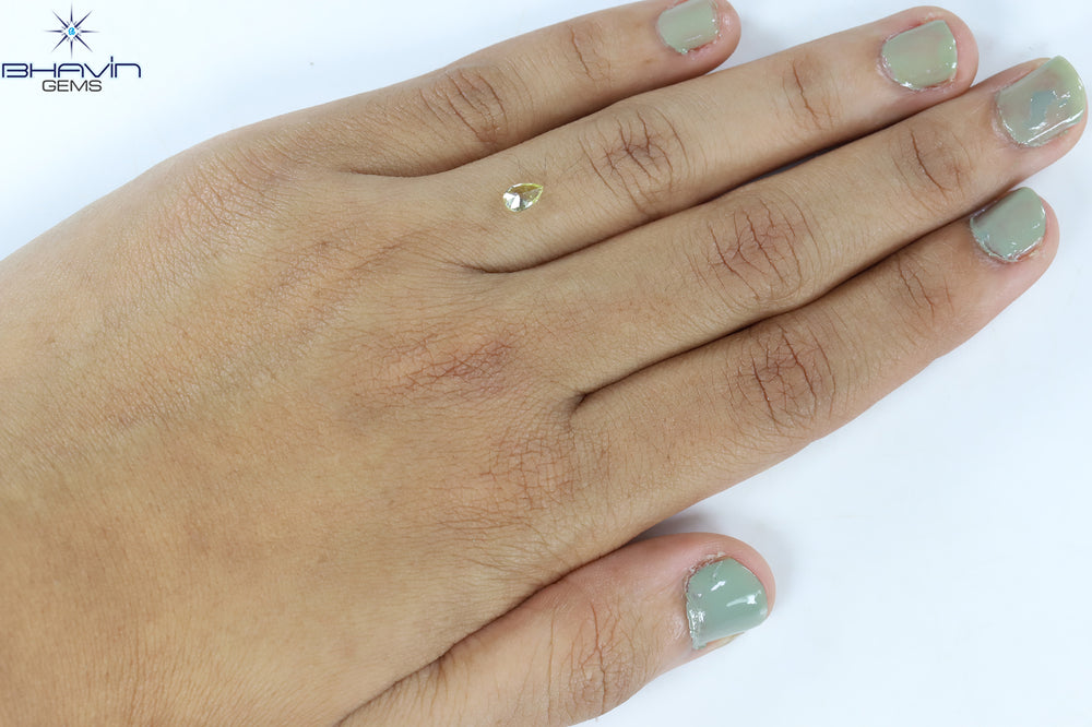 0.31 CT Pear Shape Natural Diamond Yellow Color VS2 Clarity (5.37 MM)