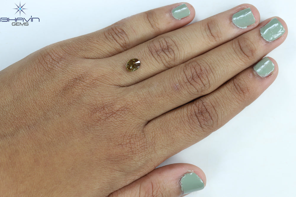 1.01 CT Oval Shape Natural Diamond Brown Orange Color I3 Clarity (7.16 MM)