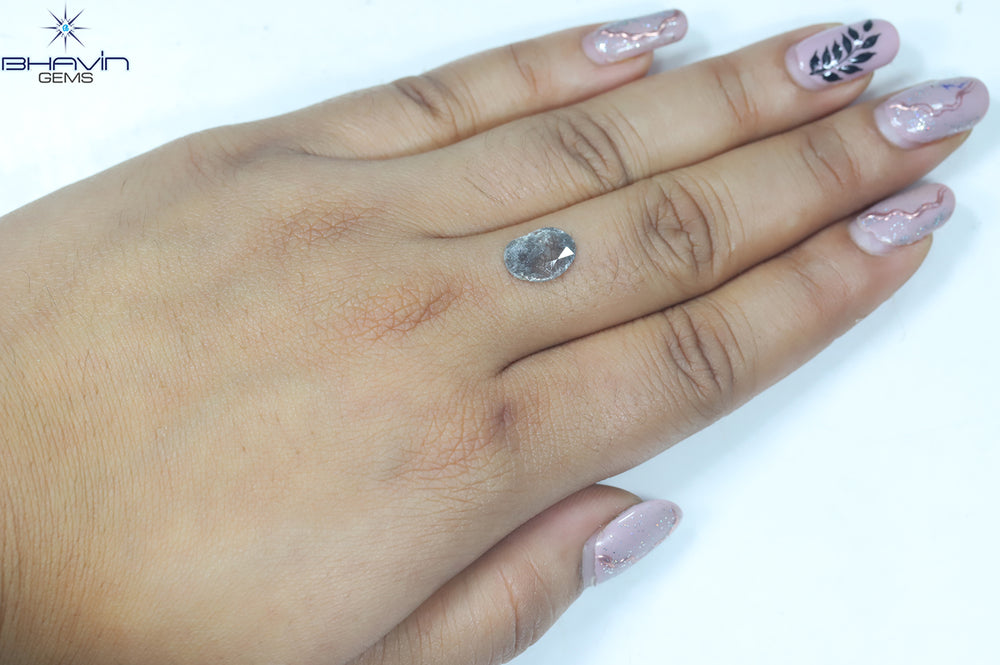 0.78 CT Slice Shape Natural Diamond Salt And Pepper Color I3 Clarity (10.86 MM)