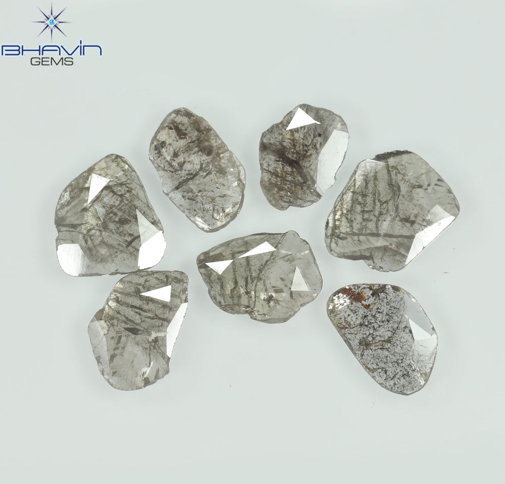 2.51 CT Slice Shape Natural Diamond Salt And Pepper Color I3 Clarity (8.37 MM)