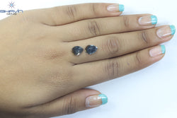 1.89 CT/2 Pcs Slice Shape Natural Diamond Salt And Pepper Color I3 Clarity (10.38 MM)