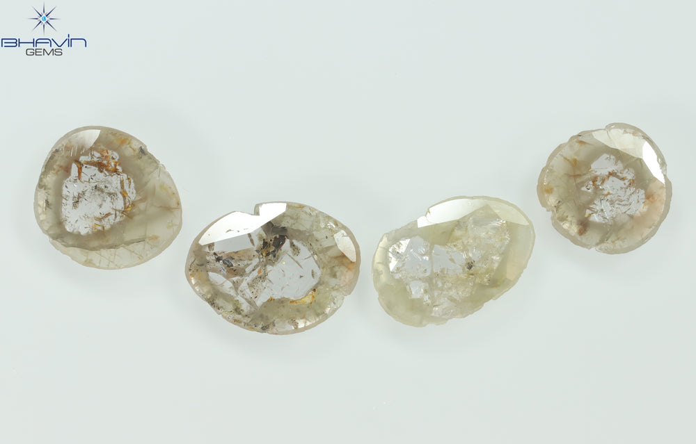 2.53 CT/4 Pcs Slice Shape Natural Loose Diamond Grayish Green Color I3 Clarity (10.48 MM)