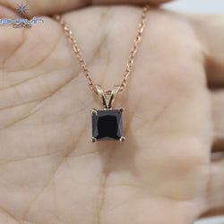 Diamond Pendant-Earring Princess Diamond Black Diamond Yellow Gold Bridal Necklace