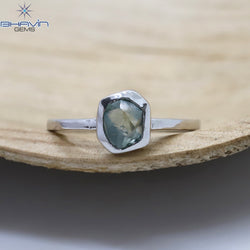 Rough Diamond Natural Diamond Ring Blue Color Gold Ring Engagement Ring