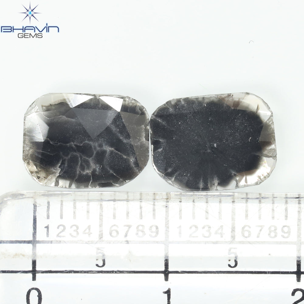 1.75 CT/5 ピース スライス形状 天然ダイヤモンド ソルト アンド ペッパー カラー I3 クラリティ (10.45 MM)