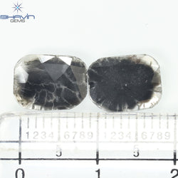 1.75 CT/5 ピース スライス形状 天然ダイヤモンド ソルト アンド ペッパー カラー I3 クラリティ (10.45 MM)