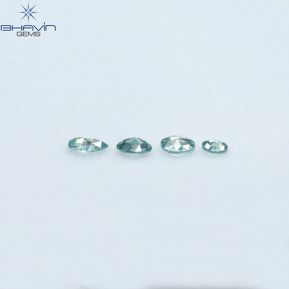 0.29 CT/4 Pcs Mix Shape Natural Diamond Blue Color I1 Clarity (3.60 MM)