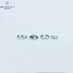0.29 CT/4 Pcs Mix Shape Natural Diamond Blue Color I1 Clarity (3.60 MM)