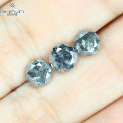 2.37 CT/3 Pcs Round Shape Natural Loose Diamond Salt And pepper Color I3 Clarity (5.60 MM)