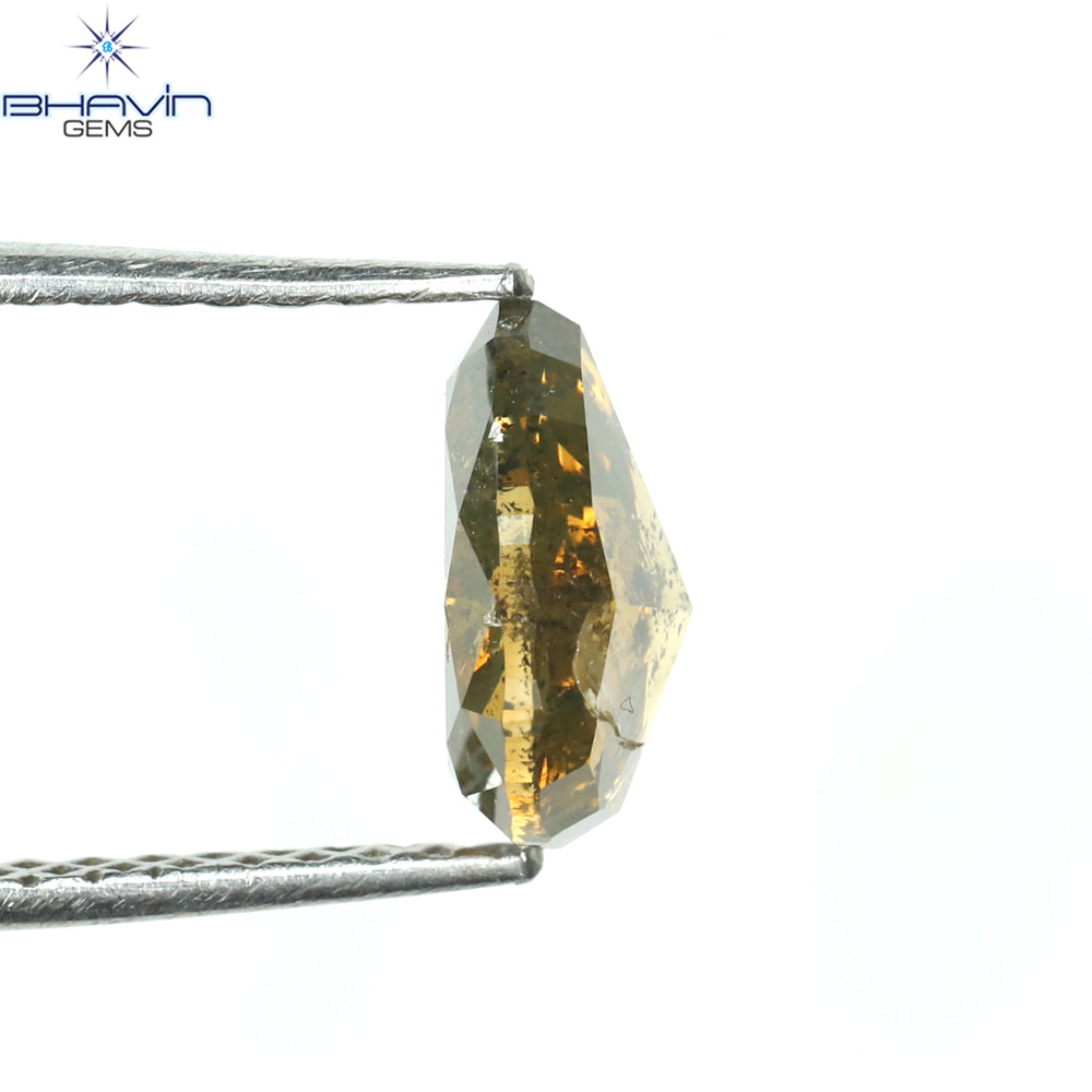 1.25 CT Pear Shape Natural Diamond Brown Color I2 Clarity (7.80 MM)