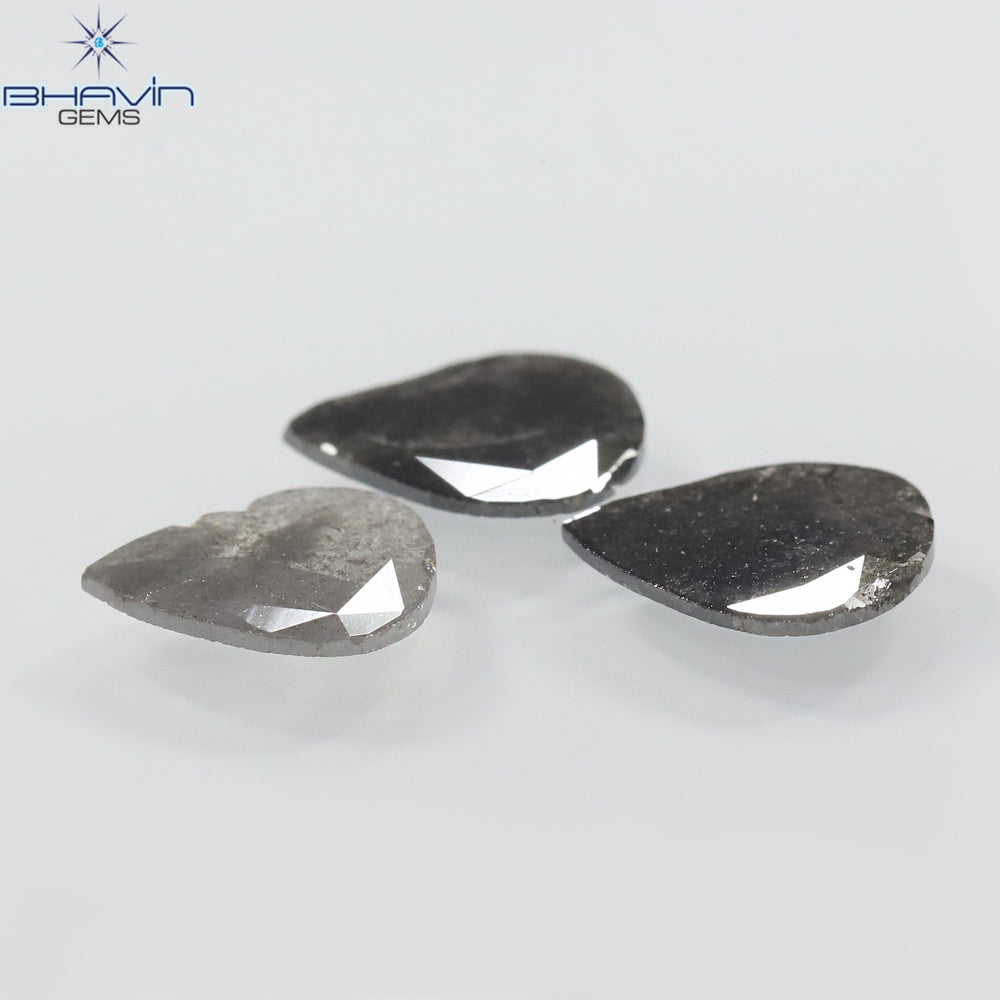 1.75 CT/5 ピース スライス形状 天然ダイヤモンド ソルト アンド ペッパー カラー I3 クラリティ (10.45 MM)