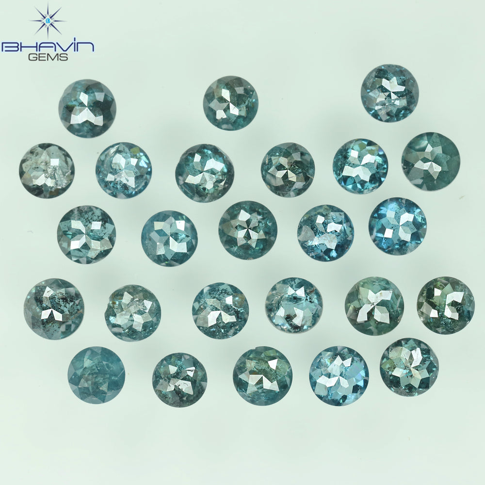 2.81 CT/25 Pcs Enhanced Round Rose Cut Shape Blue Color Natural Loose Diamond I3 Clarity (2.86 MM)
