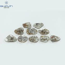 3.20 CT (10 Pcs) Slice Shape Natural Diamond Salt And Pepper Color I3 Clarity (5.94 MM)