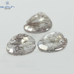 1.27 CT/3 Pcs Slice Shape Natural Diamond Salt And Pepper Color I3 Clarity (8.02 MM)