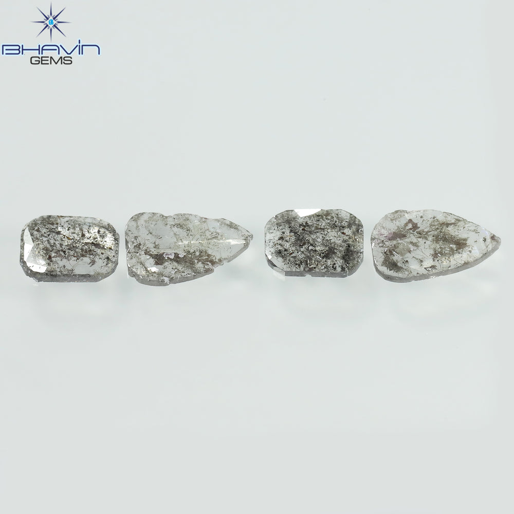 1.35 CT/2 ピース スライス形状 天然ダイヤモンド ソルト アンド ペッパー カラー I3 クラリティ (9.55 MM)
