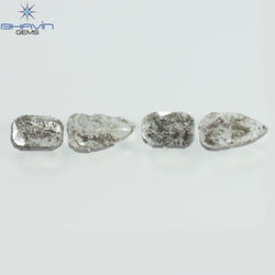 1.35 CT/2 ピース スライス形状 天然ダイヤモンド ソルト アンド ペッパー カラー I3 クラリティ (9.55 MM)