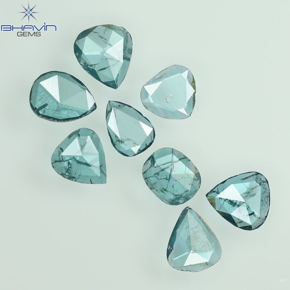 0.98 CT/8 Pcs Slice Shape Natural Loose Diamond Blue Color I1 Clarity (3.75 MM)