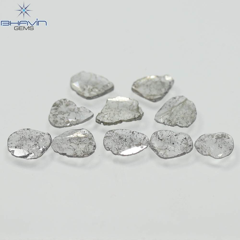2.05 CT/10 Pcs Slice Shape Natural Diamond Salt And Pepper Color I3 Clarity (6.46 MM)