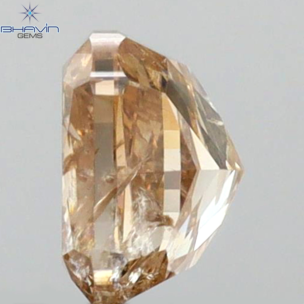 0.91 CT Cushion Shape Natural Diamond Brown Pink Color I2 Clarity (5.37 MM)
