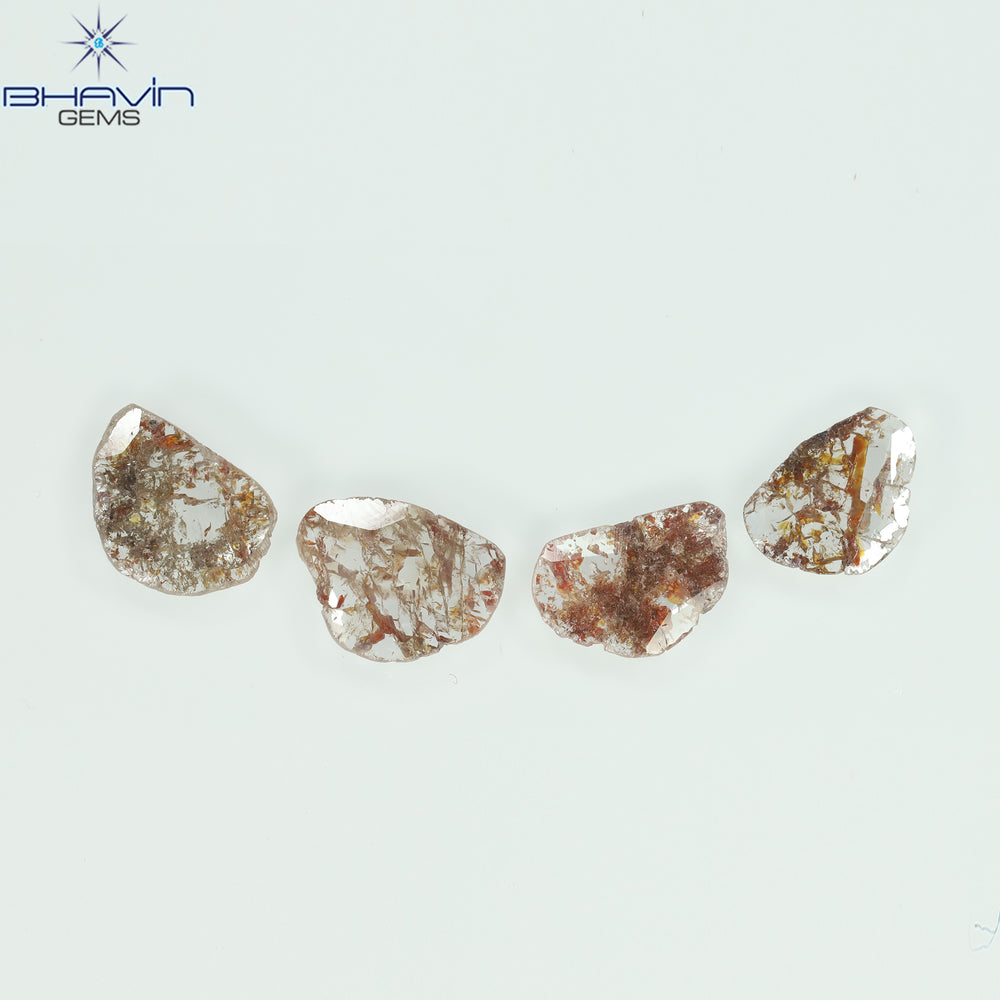 1.72 CT/4 Pcs Slice Shape Natural Loose Diamond Brown Color I3 Clarity (9.28 MM)