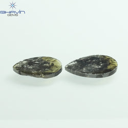 1.89 CT/2 Pcs Slice Shape Natural Diamond Salt And Pepper Color I3 Clarity (10.38 MM)
