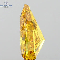GIA Certified 1.07 CT Pear Diamond Enhanced Orange-Yellow Color (8.35 MM)