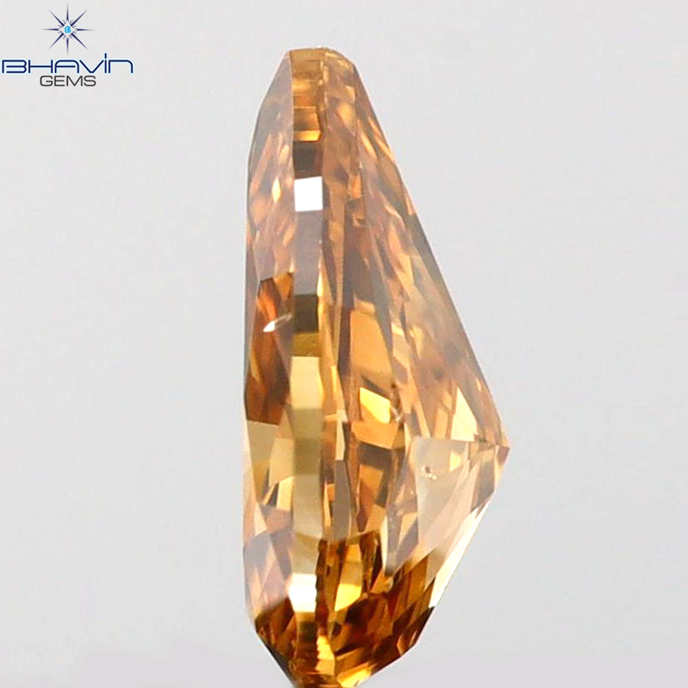 0.19 CT Pear Shape Natural Diamond Brown Orange Color SI1 Clarity (4.82 MM)