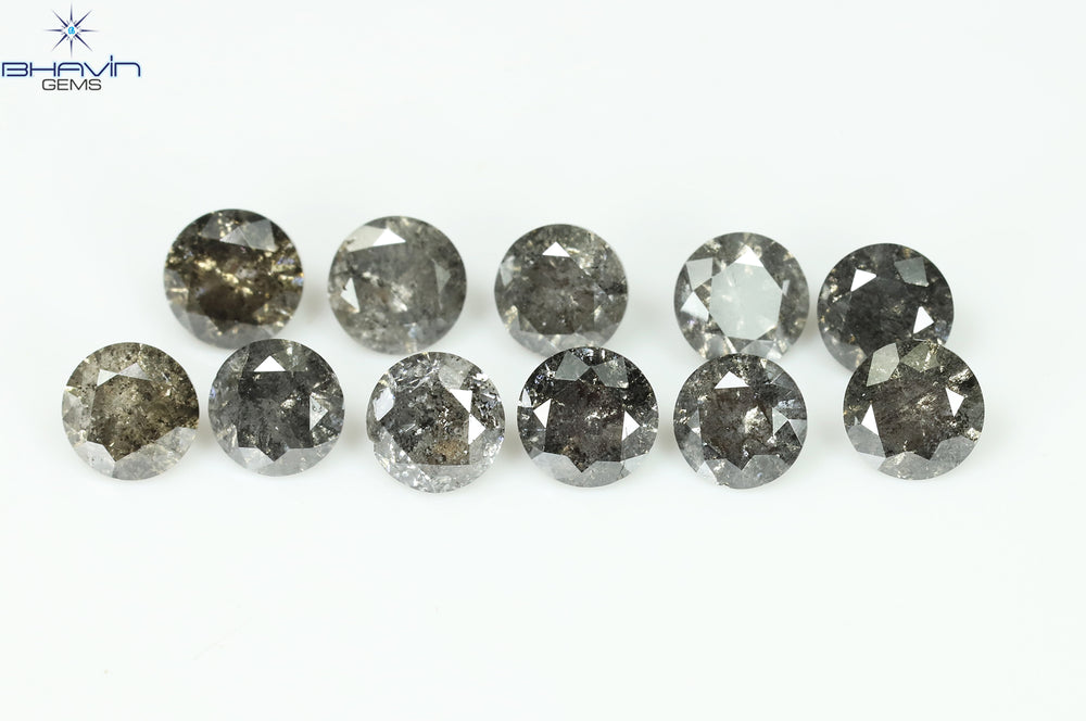 3.12 CT/11 Pcs Round Shape Natural Loose Diamond Salt And pepper Color I3 Clarity (4.25 MM)