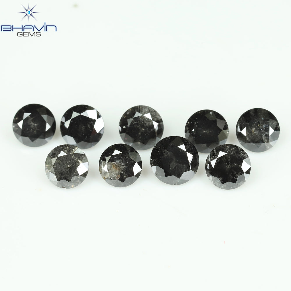 2.69 CT/9 Pcs Round Shape Natural Loose Diamond Salt And pepper Color I3 Clarity (4.25 MM)