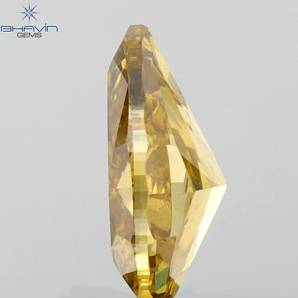 GIA Certified 2.10 CT Pear Natural Diamond Brown-Yellow Color I1 Clarity (10.26 MM)