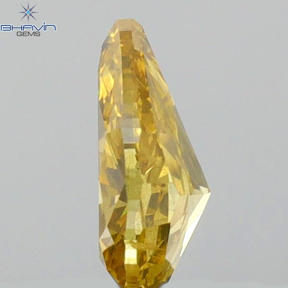 0.59 CT Pear Shape Natural Diamond Orange Color SI1 Clarity (6.78 MM)
