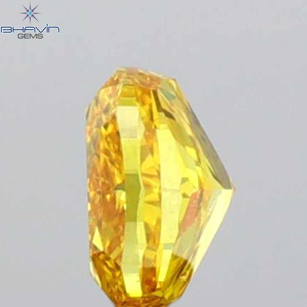 GIA Certified 0.25 CT Cushion Diamond Orange Yellow Color Natural Diamond SI1 Clarity (3.73 MM)