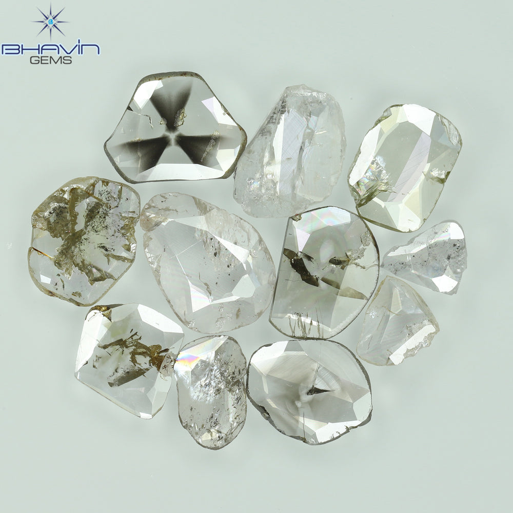 0.97 CT/7 ピース ローズカット ポルキ シェイプ ナチュラル ダイヤモンド ファンシー カラー I1 クラリティ (6.01 MM)