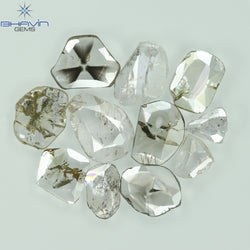 0.97 CT/7 ピース ローズカット ポルキ シェイプ ナチュラル ダイヤモンド ファンシー カラー I1 クラリティ (6.01 MM)