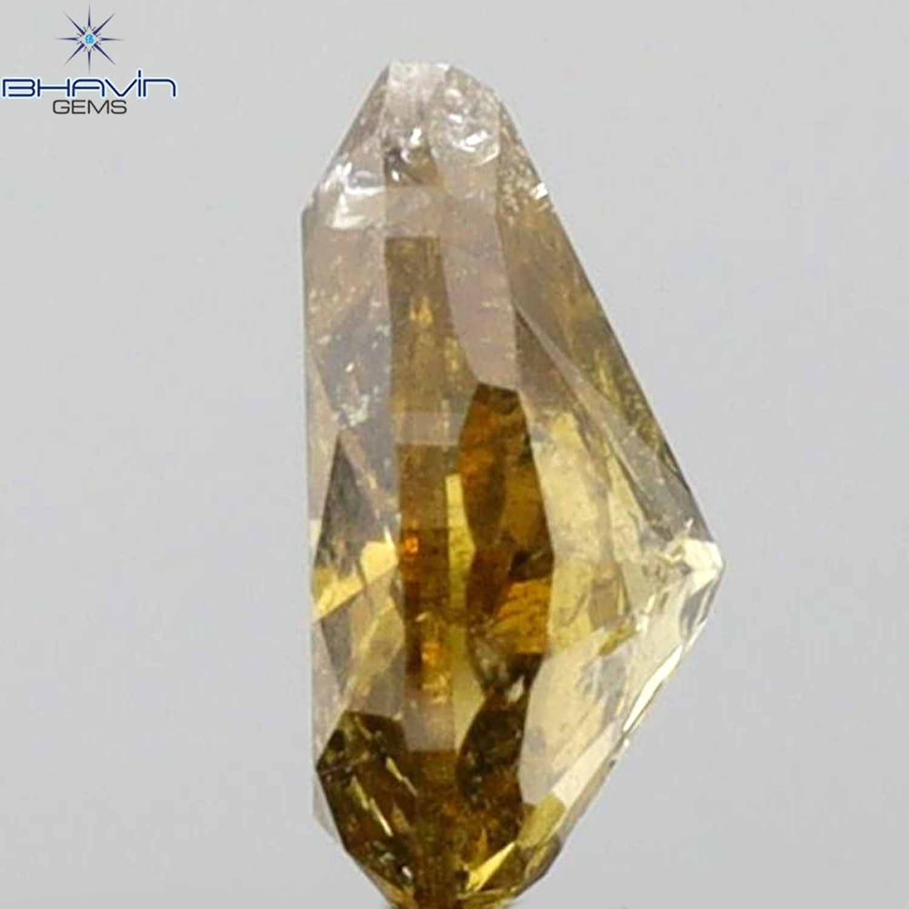 0.62 CT Pear Shape Natural Loose Diamond Brown Orange Color I3 Clarity (6.06 MM)
