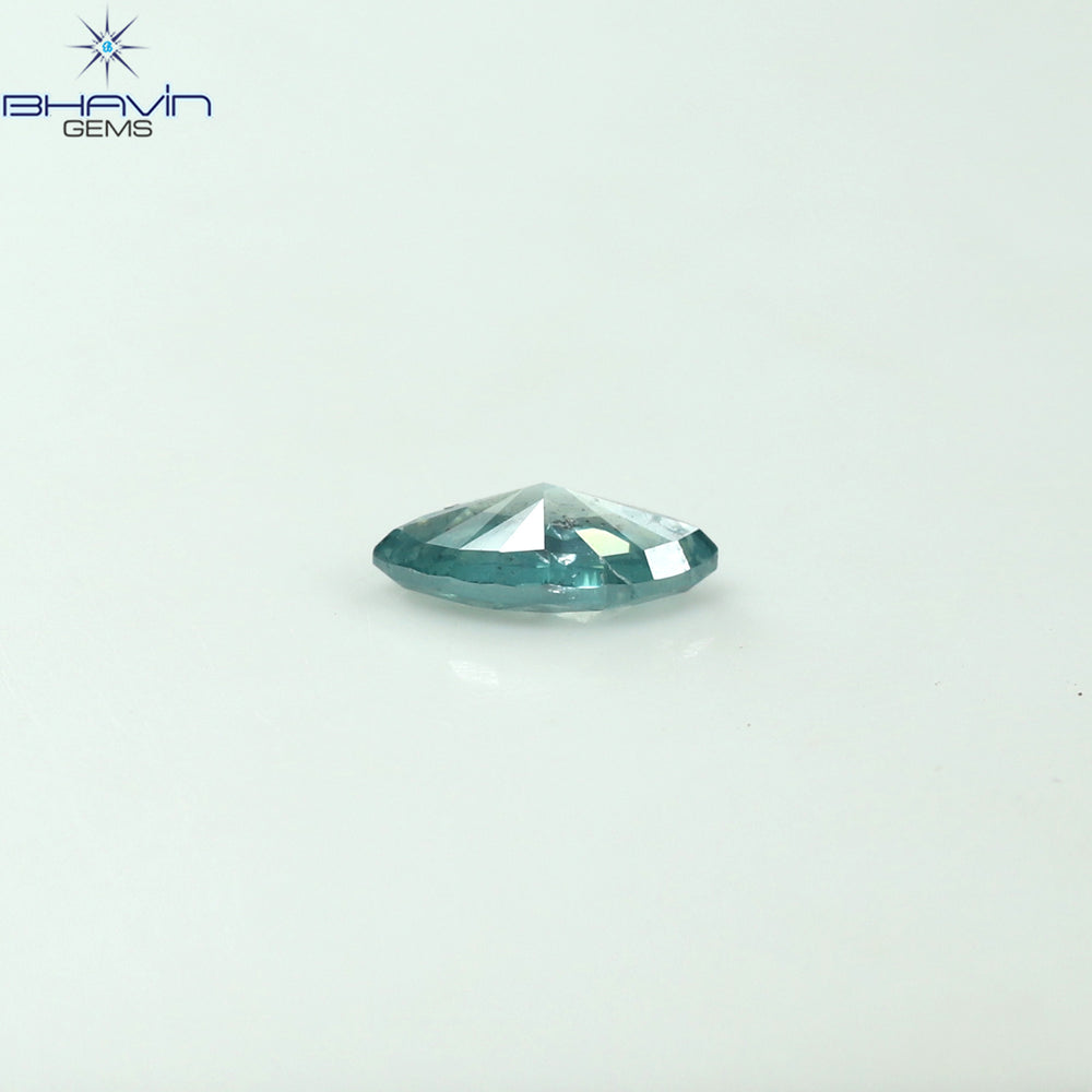 0.36 CT マーキス シェイプ ナチュラル ダイヤモンド グリーンがかったブルー カラー SI1 クラリティ (6.85 MM)