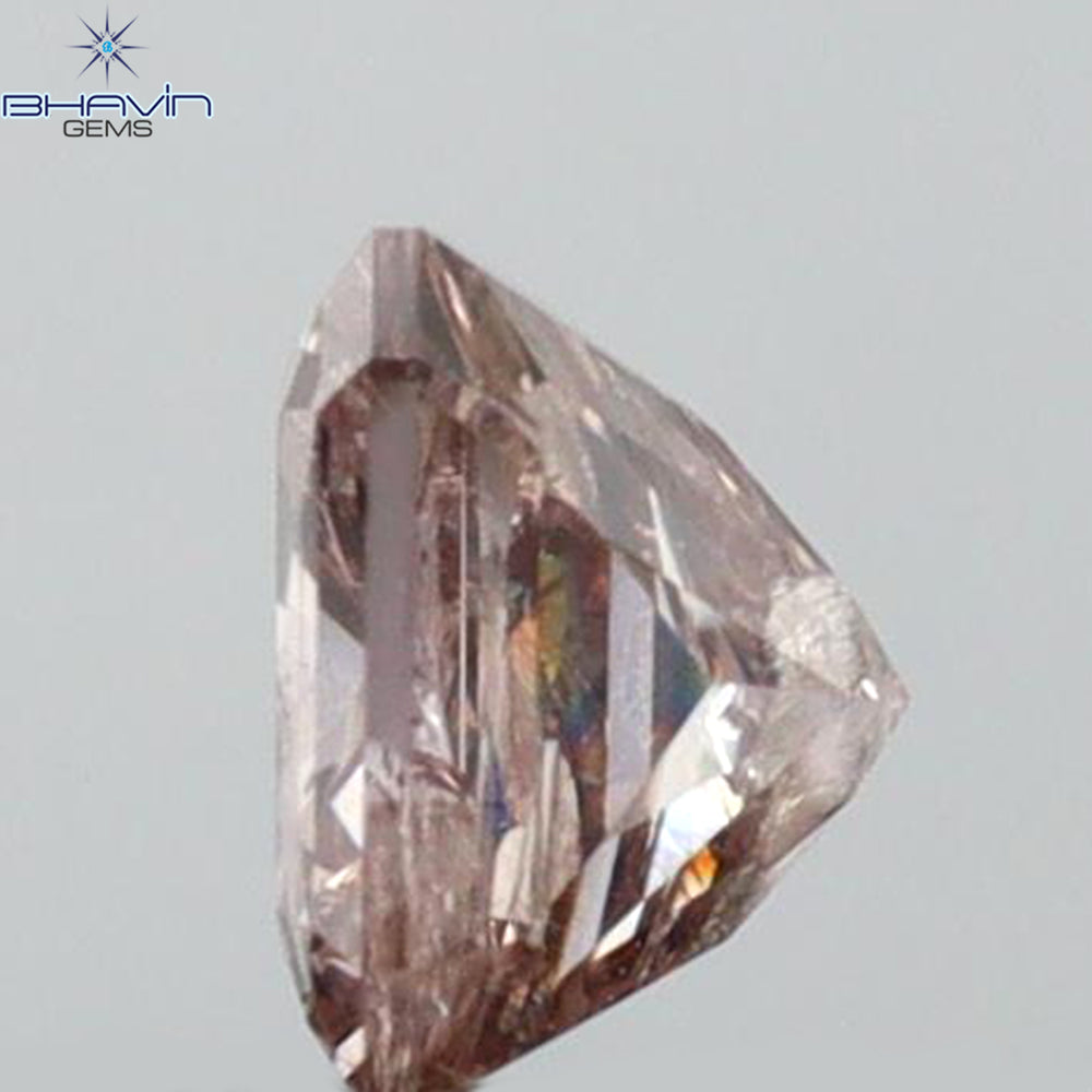 0.54 CT Radiant Shape Natural Diamond Brown Pink Color I2 Clarity (4.57 MM)