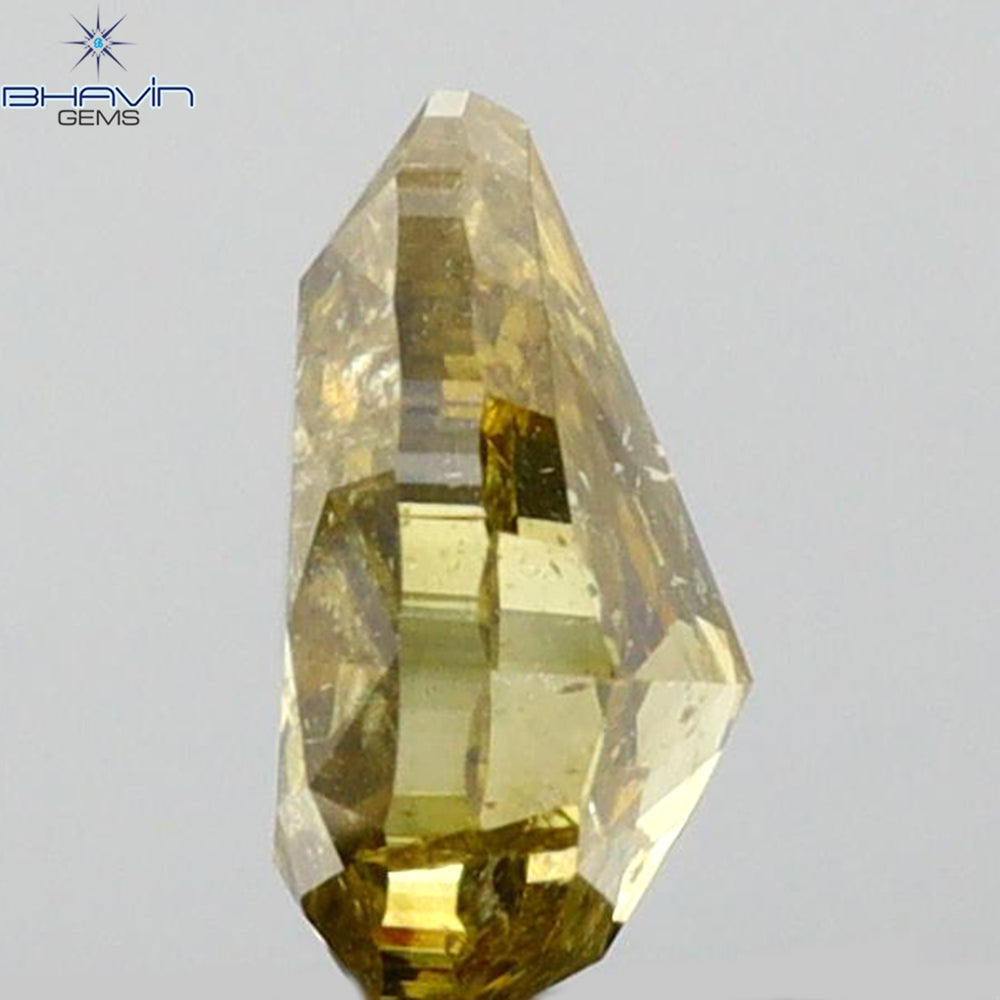 0.78 CT Pear Shape Natural Diamond Green (Chameleon) Color I2 Clarity (6.44 MM)