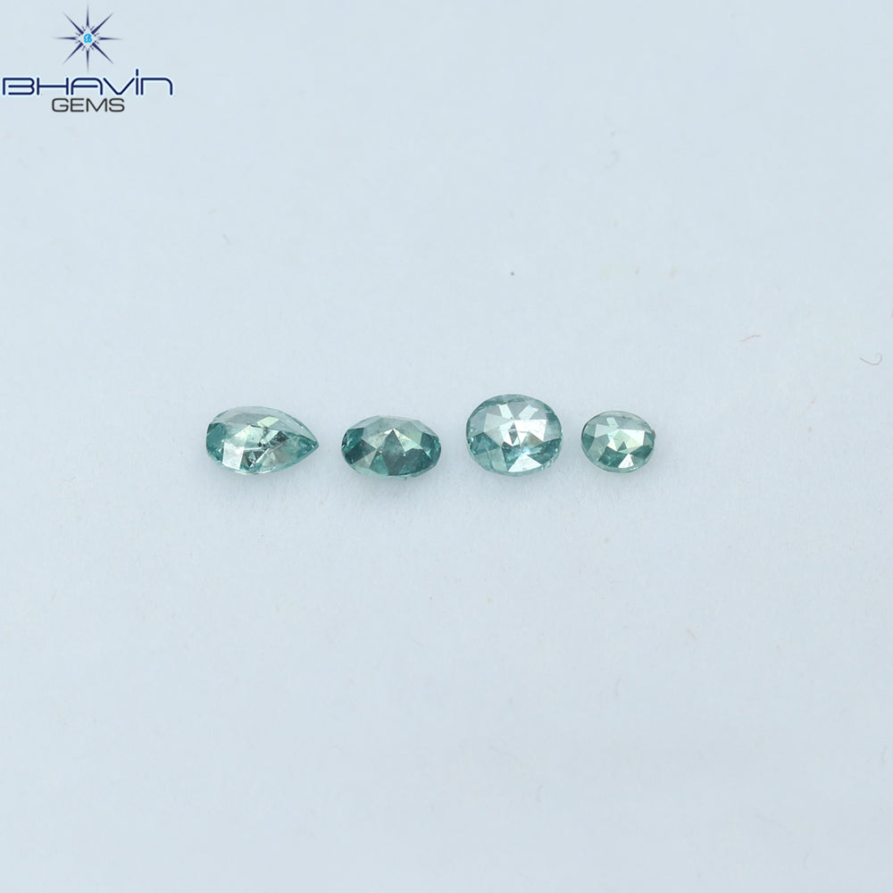 0.29 CT/4 Pcs Mix Shape Natural Diamond Blue Color I1 Clarity (3.60 MM)