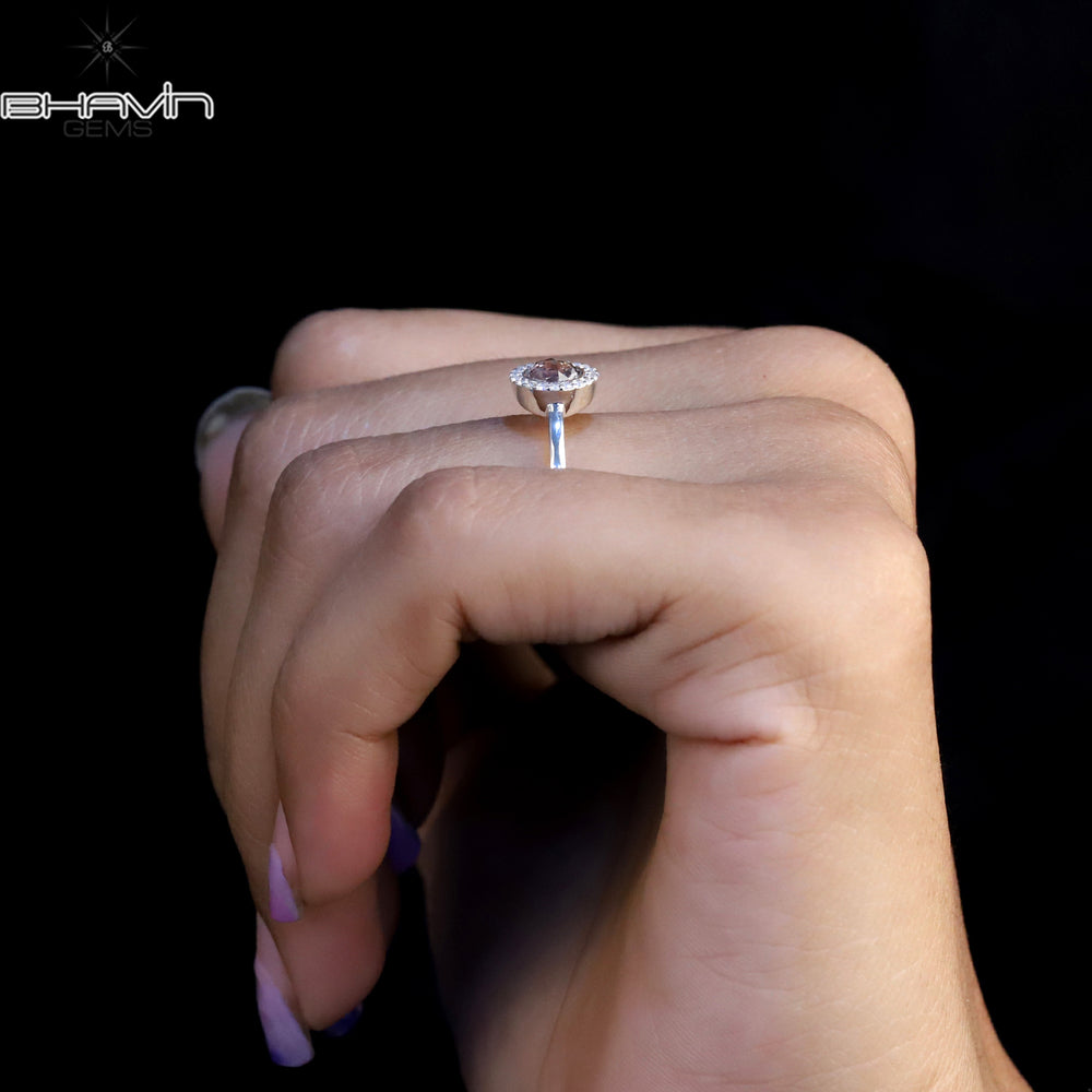 Round Rose Cut Diamond Natural Diamond Ring Pink Color Gold Ring Engagement Ring