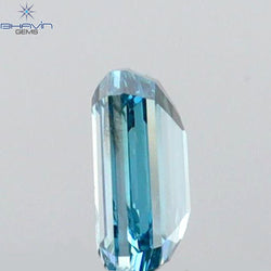 0.09 CT エメラルド シェイプ ナチュラル ダイヤモンド グリーンがかったブルー カラー VS1 クラリティ (3.58 MM)