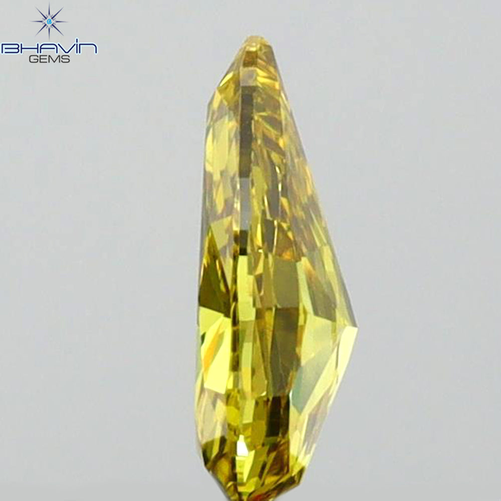 0.40 CT Pear Shape Natural Diamond Vivid Green Color VS1 Clarity (6.38 MM)