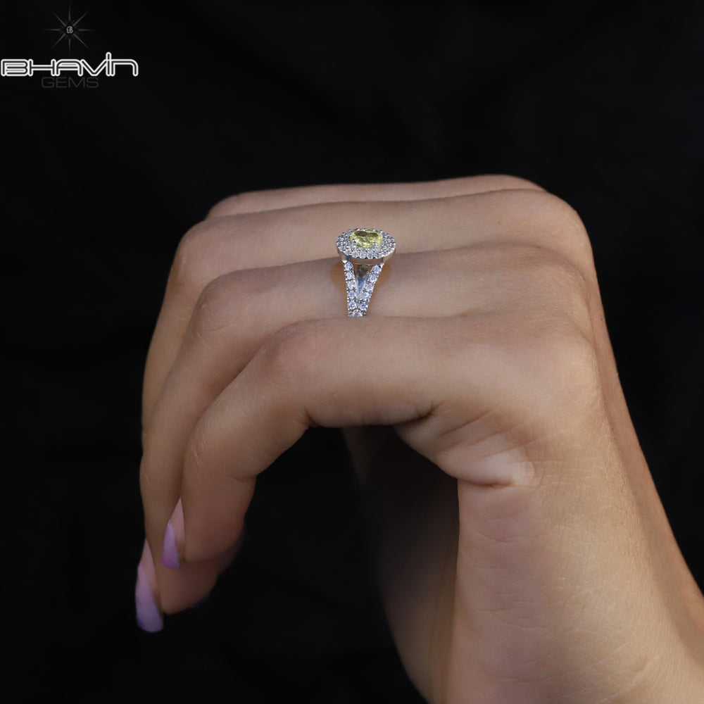 Oval Diamond Natural Diamond Ring Yellow Color Gold Ring Engagement Ring