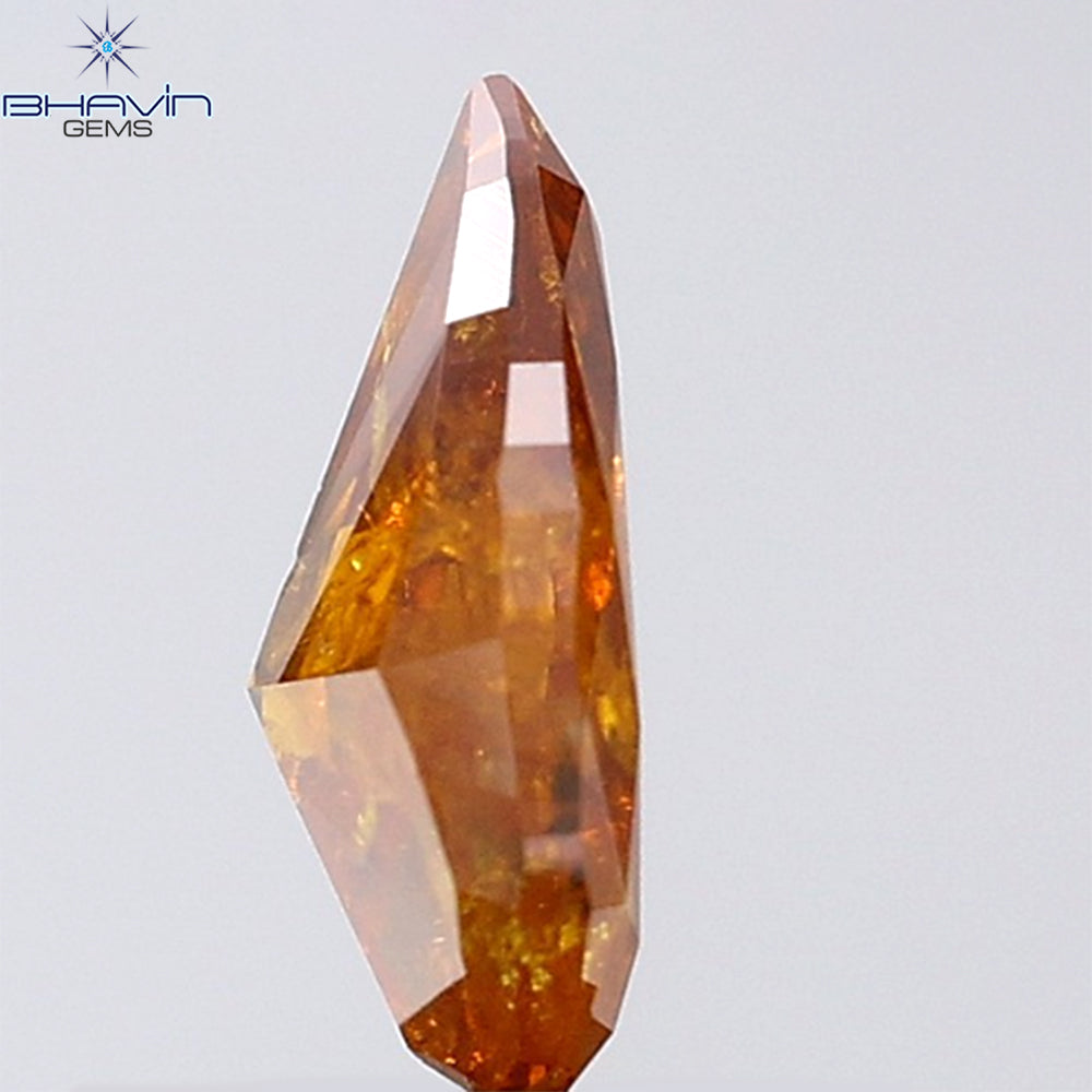 1.01 CT Pear Shape Natural Diamond Orange Color I3 Clarity (8.48 MM)