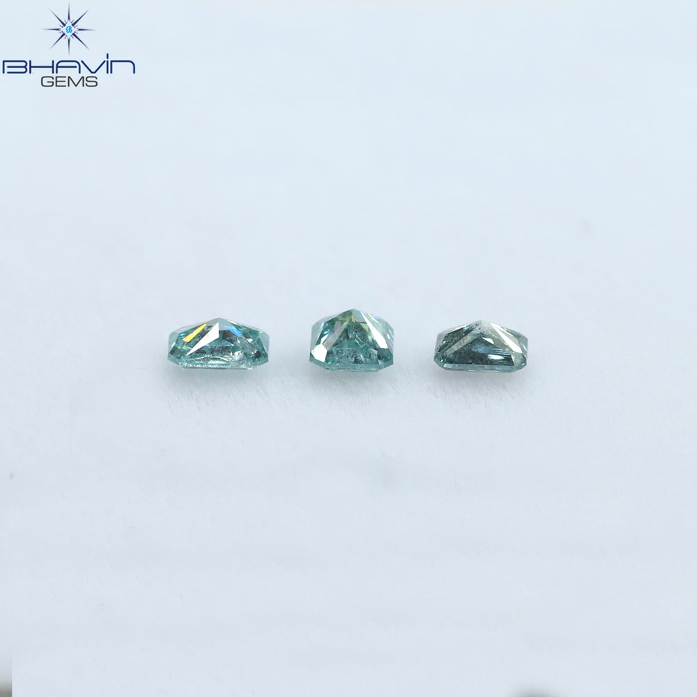 0.29 CT/3 Pcs Radiant Diamond Blue Color Natural Diamond Clarity SI2 (3.18 MM)
