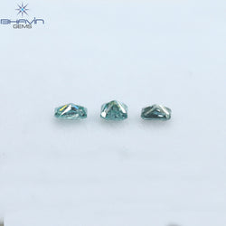 0.29 CT/3 Pcs Radiant Diamond Blue Color Natural Diamond Clarity SI2 (3.18 MM)