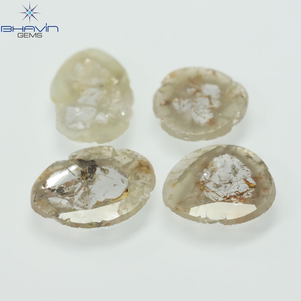 2.53 CT/4 Pcs Slice Shape Natural Loose Diamond Grayish Green Color I3 Clarity (10.48 MM)