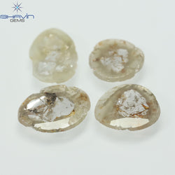 2.53 CT/4 Pcs Slice Shape Natural Loose Diamond Grayish Green Color I3 Clarity (10.48 MM)
