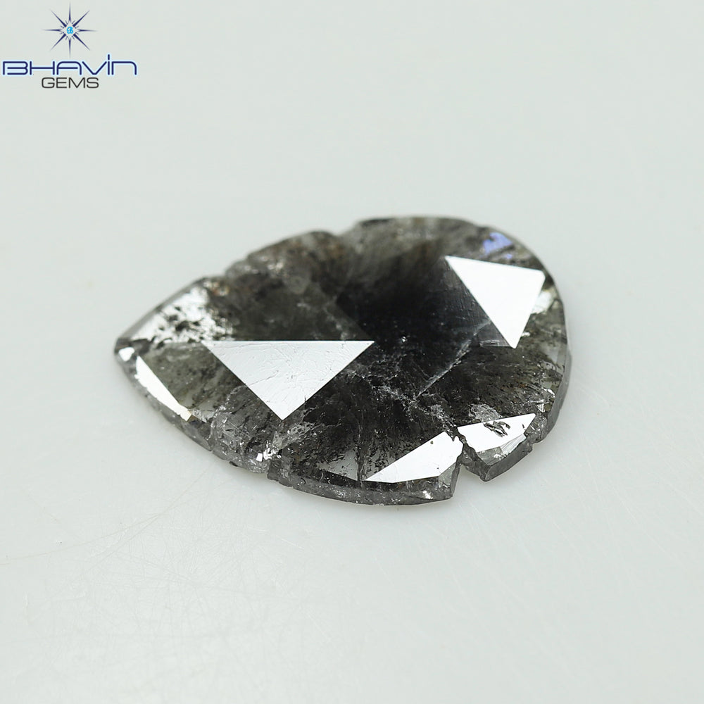 1.23 CT Slice Shape Natural Diamond Salt And Pepper Color I3 Clarity (11.88 MM)